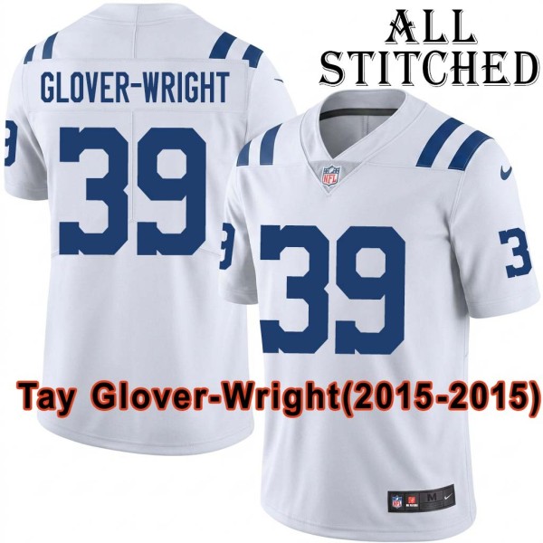 White Embroidered Tay Glover-Wright Indianapolis Colts #39 Stitched Jersey