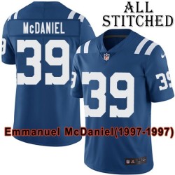 Blue Home Embroidered Emmanuel McDaniel Indianapolis Colts #39 Stitched Jersey