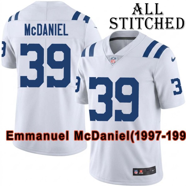 White Embroidered Emmanuel McDaniel Indianapolis Colts #39 Stitched Jersey