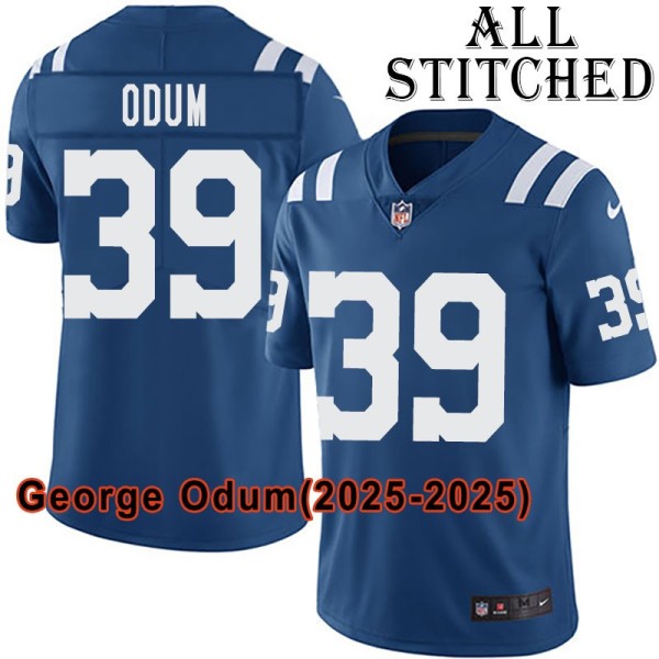 Blue Home Embroidered George Odum Indianapolis Colts #39 Stitched Jersey
