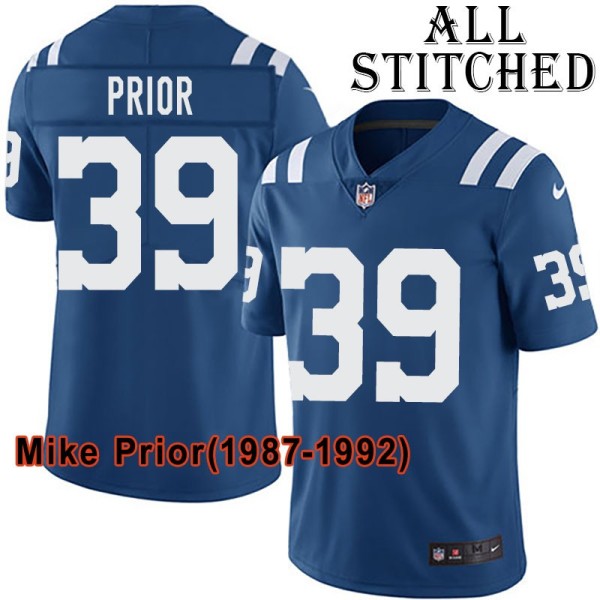 Blue Home Embroidered Mike Prior Indianapolis Colts #39 Stitched Jersey