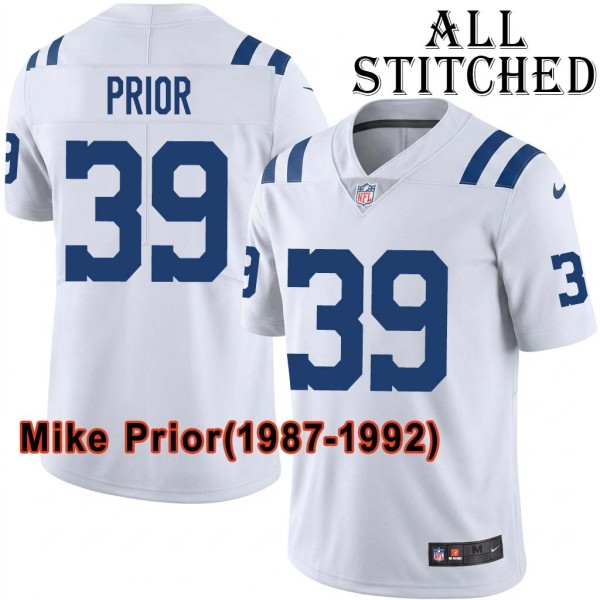 White Embroidered Mike Prior Indianapolis Colts #39 Stitched Jersey