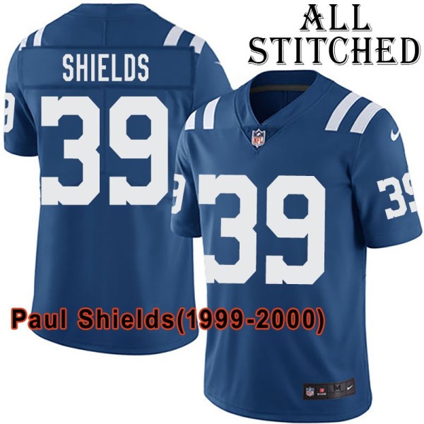 Blue Home Embroidered Paul Shields Indianapolis Colts #39 Stitched Jersey