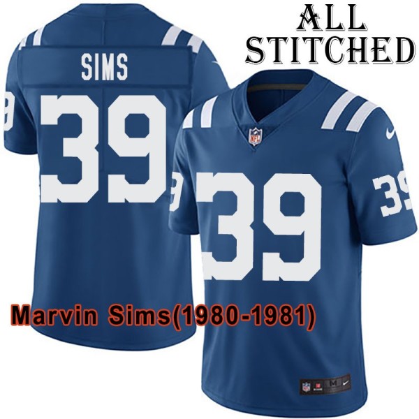 Blue Home Embroidered Marvin Sims Indianapolis Colts #39 Stitched Jersey