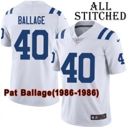 White Embroidered Pat Ballage Indianapolis Colts #40 Stitched Jersey