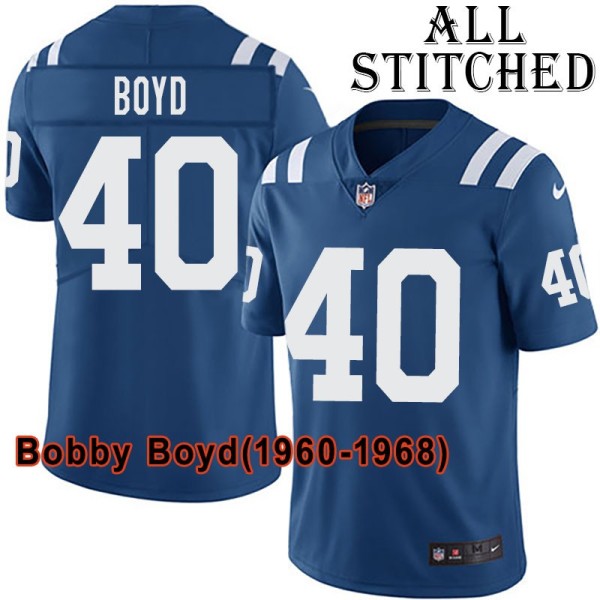 Blue Home Embroidered Bobby Boyd Indianapolis Colts #40 Stitched Jersey