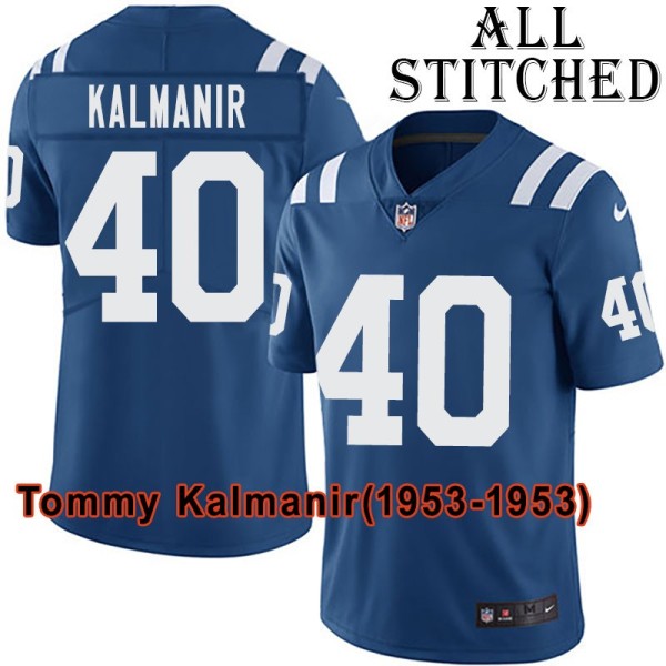 Blue Home Embroidered Tommy Kalmanir Indianapolis Colts #40 Stitched Jersey