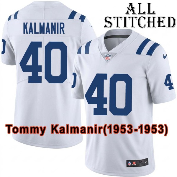 White Embroidered Tommy Kalmanir Indianapolis Colts #40 Stitched Jersey
