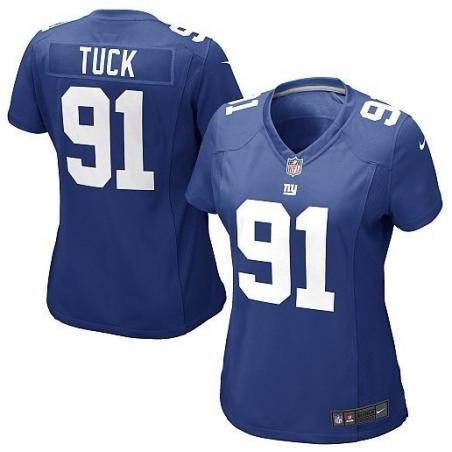 TUCK NY-Giant #91 Womens Football Jersey - Justin Tuck Womens Football Jersey (Blue)_Free Shipping