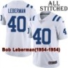White Embroidered Bob Leberman Indianapolis Colts #40 Stitched Jersey