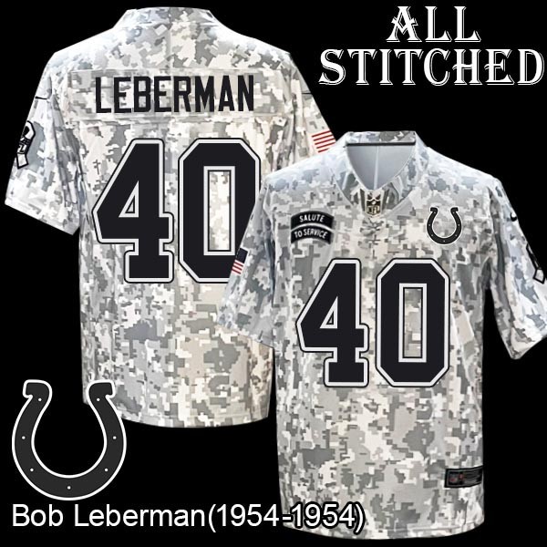 Camo Embroidered Bob Leberman Indianapolis Colts #40 Stitched Jersey