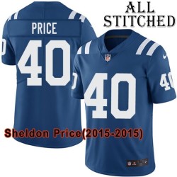 Blue Home Embroidered Sheldon Price Indianapolis Colts #40 Stitched Jersey