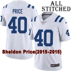 White Embroidered Sheldon Price Indianapolis Colts #40 Stitched Jersey