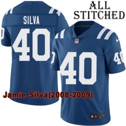 Blue Home Embroidered Jamie Silva Indianapolis Colts #40 Stitched Jersey