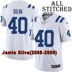 White Embroidered Jamie Silva Indianapolis Colts #40 Stitched Jersey