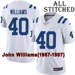 White Embroidered John Williams Indianapolis Colts #40 Stitched Jersey