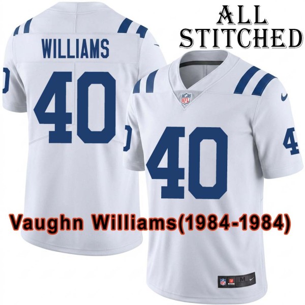 White Embroidered Vaughn Williams Indianapolis Colts #40 Stitched Jersey