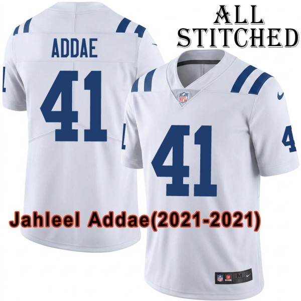 White Embroidered Jahleel Addae Indianapolis Colts #41 Stitched Jersey