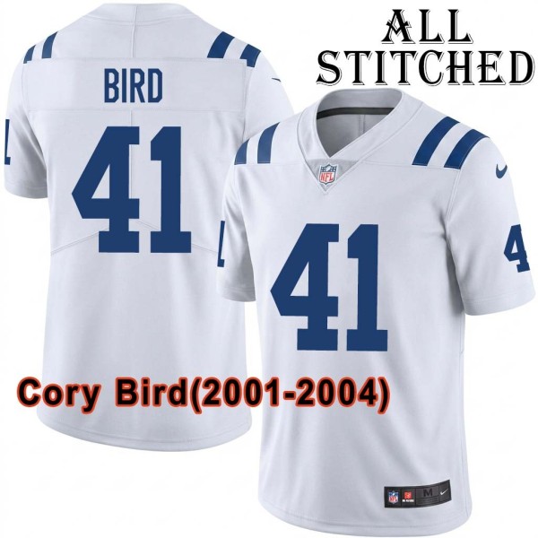 White Embroidered Cory Bird Indianapolis Colts #41 Stitched Jersey