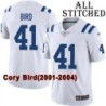 White Embroidered Cory Bird Indianapolis Colts #41 Stitched Jersey