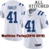 White Embroidered Matthias Farley Indianapolis Colts #41 Stitched Jersey