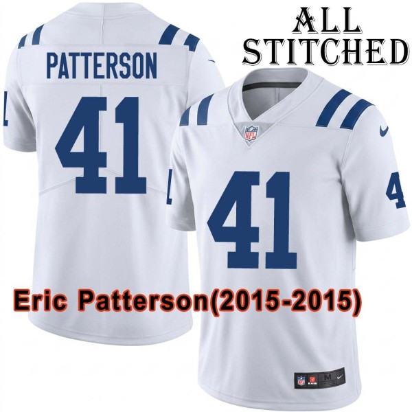 White Embroidered Eric Patterson Indianapolis Colts #41 Stitched Jersey