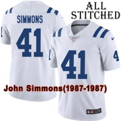White Embroidered John Simmons Indianapolis Colts #41 Stitched Jersey