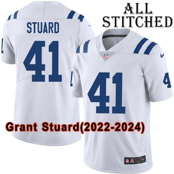 White Embroidered Grant Stuard Indianapolis Colts #41 Stitched Jersey