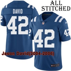 Blue Home Embroidered Jason David Indianapolis Colts #42 Stitched Jersey