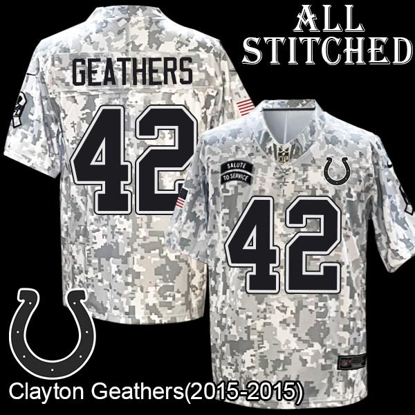 Camo Embroidered Clayton Geathers Indianapolis Colts #42 Stitched Jersey