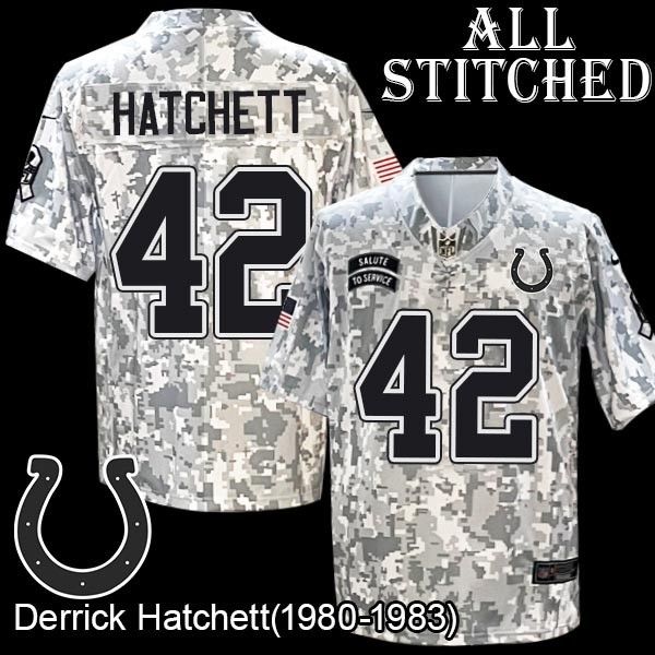 Camo Embroidered Derrick Hatchett Indianapolis Colts #42 Stitched Jersey
