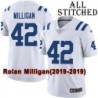 White Embroidered Rolan Milligan Indianapolis Colts #42 Stitched Jersey