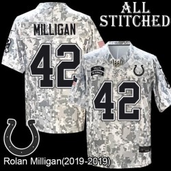 Camo Embroidered Rolan Milligan Indianapolis Colts #42 Stitched Jersey
