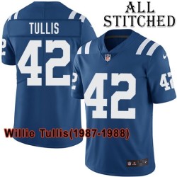 Blue Home Embroidered Willie Tullis Indianapolis Colts #42 Stitched Jersey
