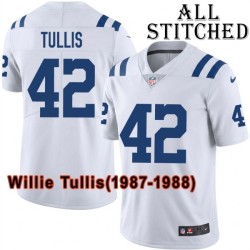 White Embroidered Willie Tullis Indianapolis Colts #42 Stitched Jersey