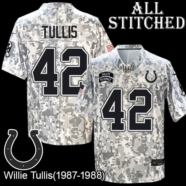 Camo Embroidered Willie Tullis Indianapolis Colts #42 Stitched Jersey