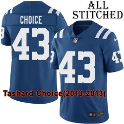 Blue Home Embroidered Tashard Choice Indianapolis Colts #43 Stitched Jersey