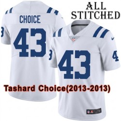 White Embroidered Tashard Choice Indianapolis Colts #43 Stitched Jersey