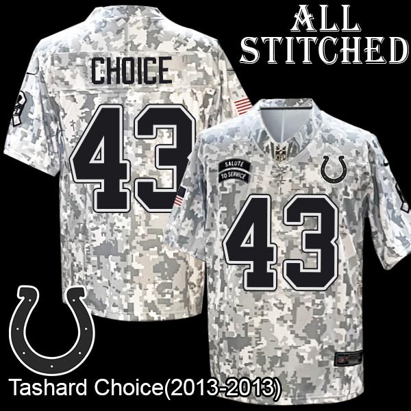 Camo Embroidered Tashard Choice Indianapolis Colts #43 Stitched Jersey