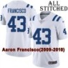 White Embroidered Aaron Francisco Indianapolis Colts #43 Stitched Jersey