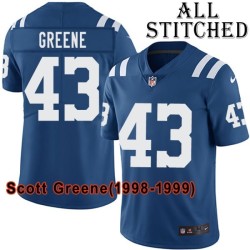 Blue Home Embroidered Scott Greene Indianapolis Colts #43 Stitched Jersey