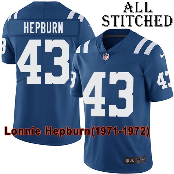 Blue Home Embroidered Lonnie Hepburn Indianapolis Colts #43 Stitched Jersey