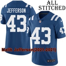 Blue Home Embroidered Malik Jefferson Indianapolis Colts #43 Stitched Jersey