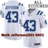 White Embroidered Malik Jefferson Indianapolis Colts #43 Stitched Jersey