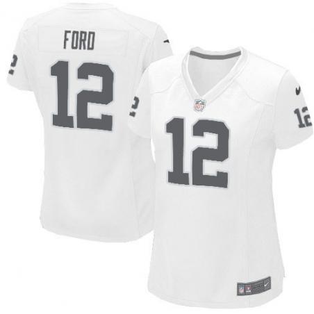 FORD Oakland #12 Womens Football Jersey - Jacoby Ford Womens Football Jersey (White)_Free Shipping