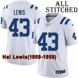White Embroidered Hal Lewis Indianapolis Colts #43 Stitched Jersey
