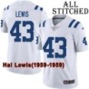 White Embroidered Hal Lewis Indianapolis Colts #43 Stitched Jersey