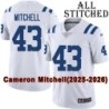 White Embroidered Cameron Mitchell Indianapolis Colts #43 Stitched Jersey