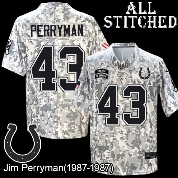 Camo Embroidered Jim Perryman Indianapolis Colts #43 Stitched Jersey