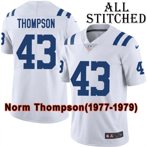 White Embroidered Norm Thompson Indianapolis Colts #43 Stitched Jersey